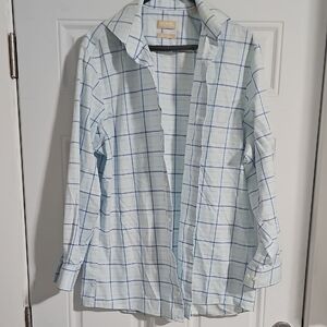 Michael Kors Blue and White Windowpane Casual Shirt